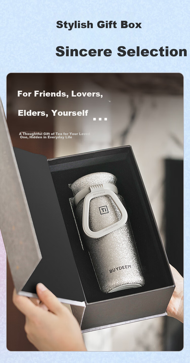 Buydeem Titanium Tea Infuser Insulated Bottle Pure Titanium Portable Outdoor Business Office Cup Valentine's Day New Year Gift 7
