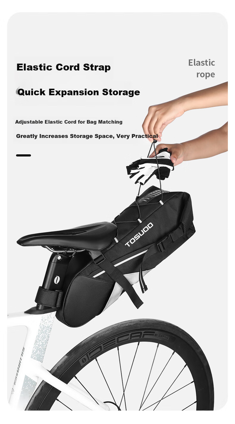 TOSUOD Road Bike Saddle Bag Large Capacity Waterproof Seat Pack for Long-Distance Cycling on Sichuan-Tibet Route Mountain Bike Tool Storage Bag 6