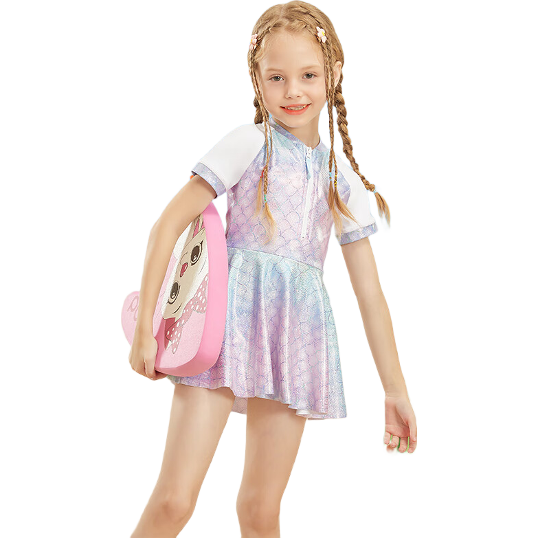 PULASSI Children's One-Piece Swimsuit for Girls, Dress Style, Quick-Drying, Sports, Beginner Swimming Suit for Water Parks JD Self-Operated Flagship Store