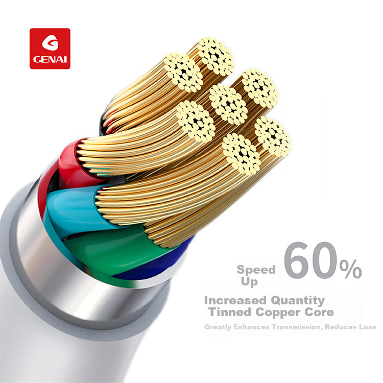 GENAI Q12 Fast Charging Type-C Calf Data Cable (6-Pack) Bend-Resistant Explosion-Proof 5A High Current 6
