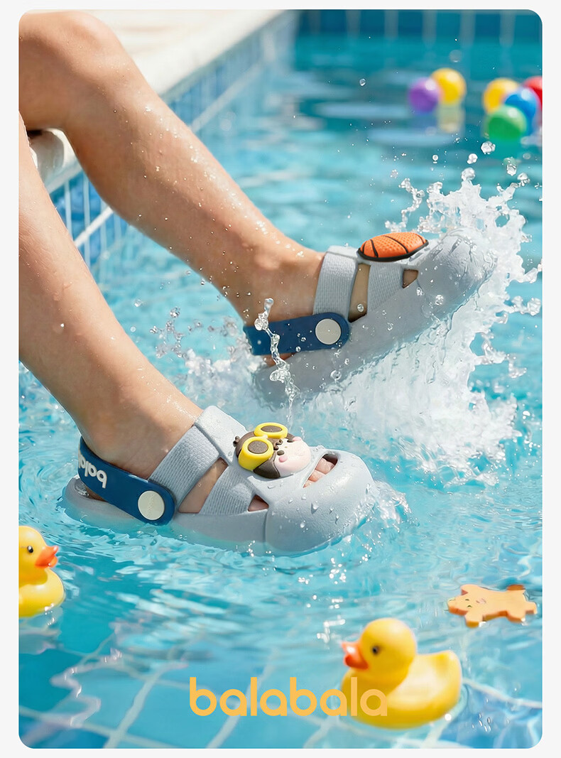 Balabala Kids Cartoon EVA Soft Sole Holey Sandals Boys Girls Summer Indoor Outdoor Beach Slippers 7