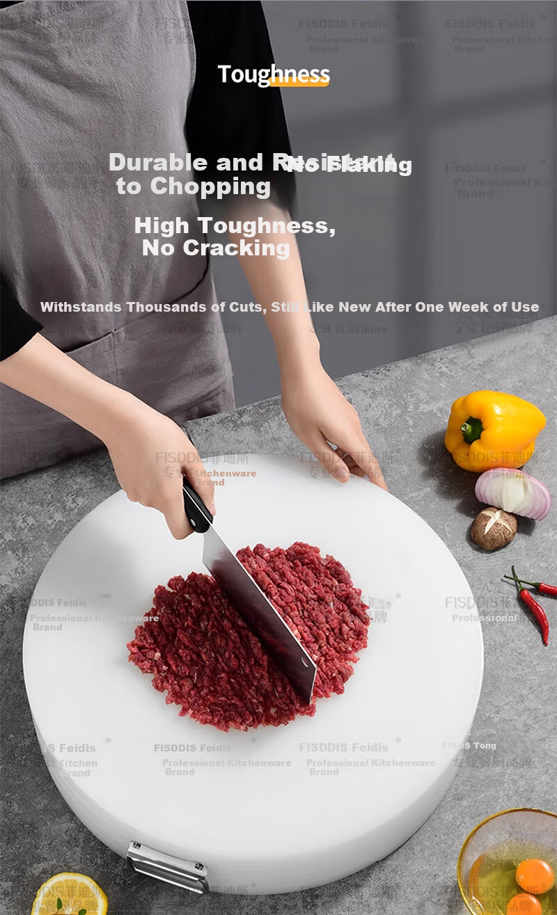 FISDDIS Round Extra Thick PE Cutting Board 40x5cm Meat and Vegetable Chopping Board Food Grade Antibacterial Mold Resistant Bone Chopping Block 5