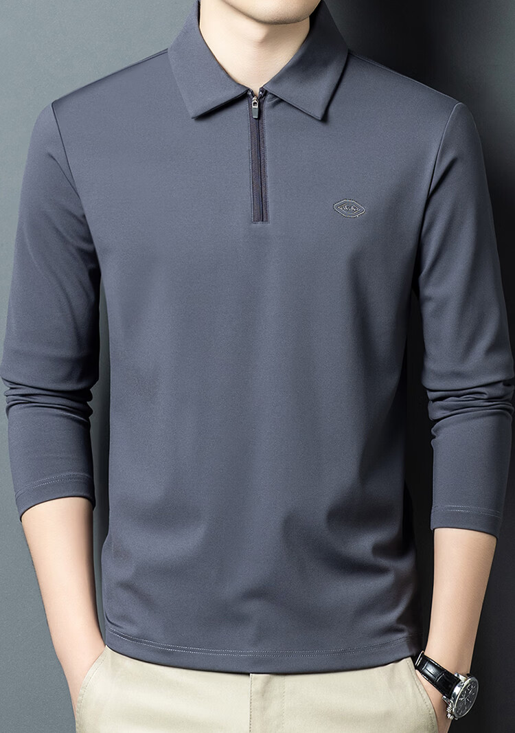 Edenbo Long Sleeve Half-Zip Polo Shirt Men Autumn Winter Four-Way Stretch Top Black 180/96A (2XL) 2