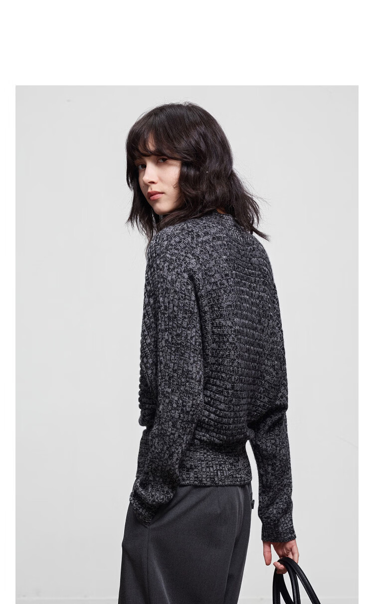 Demana [Soft Merino Wool] Winter Elegant Stand Collar Sleeve Knit Sweater Yarn Temperament Petite Women's Top 11
