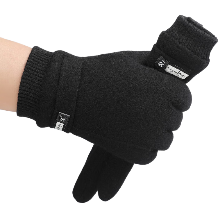 Hengyuanxiang Men's Wool Gloves, Autumn And Winter Warm Windproof Cold-Resistant, Suitable for Cycling And Driving, Fleece-Lined Thickened Touchscreen Compatible Winter Gloves