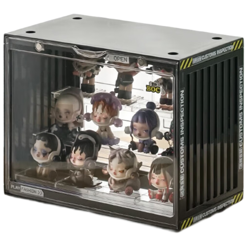 EACHY Blind Box Display Case, Layered Transparent Labubu, Pop Mart Display Box, Action Figure Blind Box Storage Case - Cool Black
