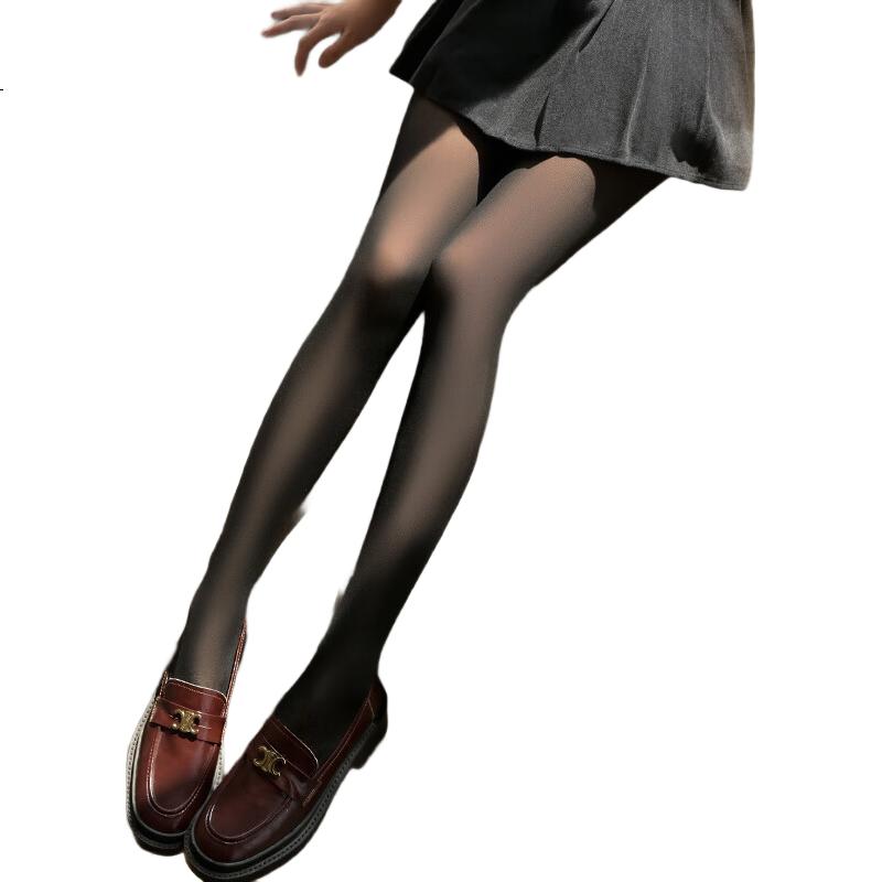 Zhenmei [Fleece-Lined Leg Magic] Women's High-Waist Soft Bone Support Tights Autumn Winter Black Sheer 0435