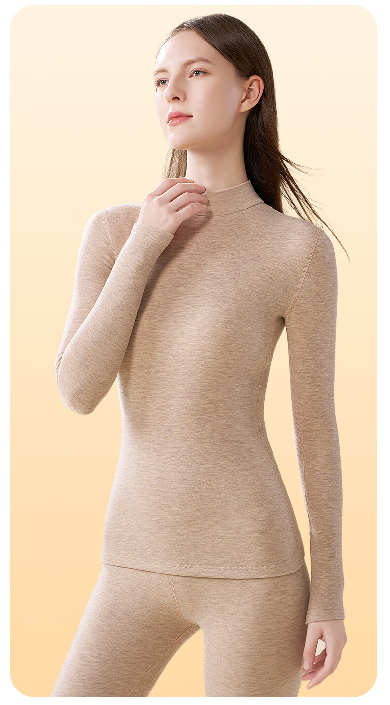Miiow Women's Cashmere Silk Thermal Underwear Set 2025 Autumn Winter New High Neck Top and Bottom Warm Suit 12