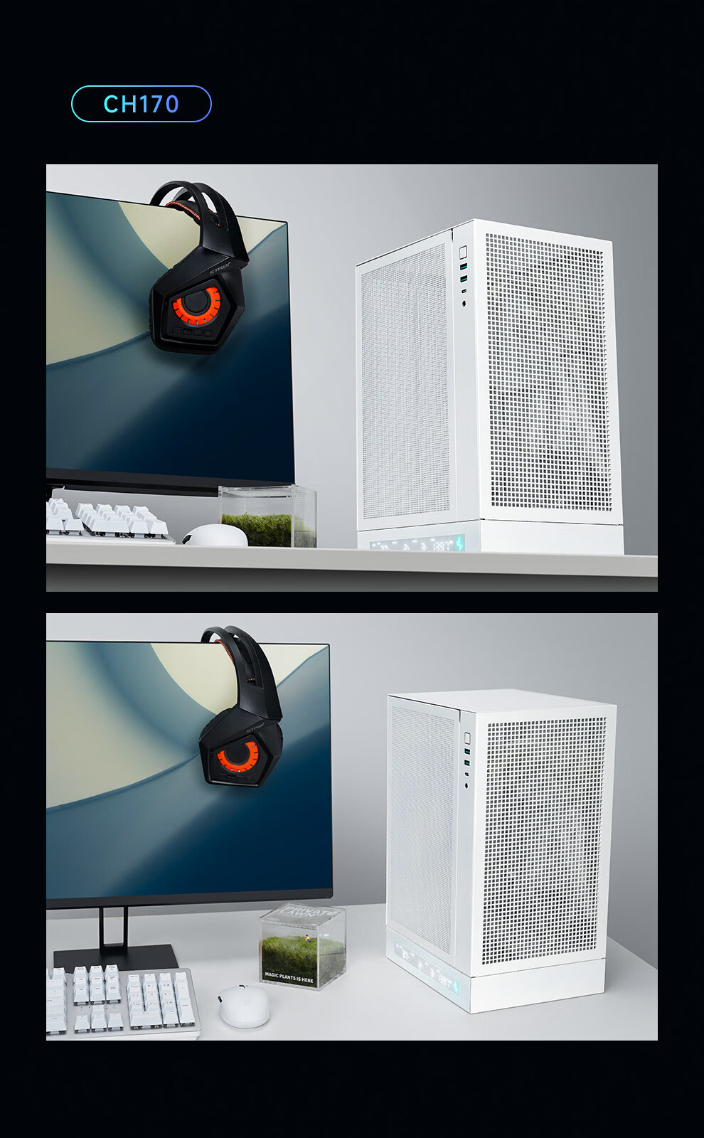 DEEPCOOL CH270 Vertical Back-Insert Case White Vertical MATX Structure Supports Back-Insert Motherboard Compatible with 360 Water Cooling ATX Power Supply 13