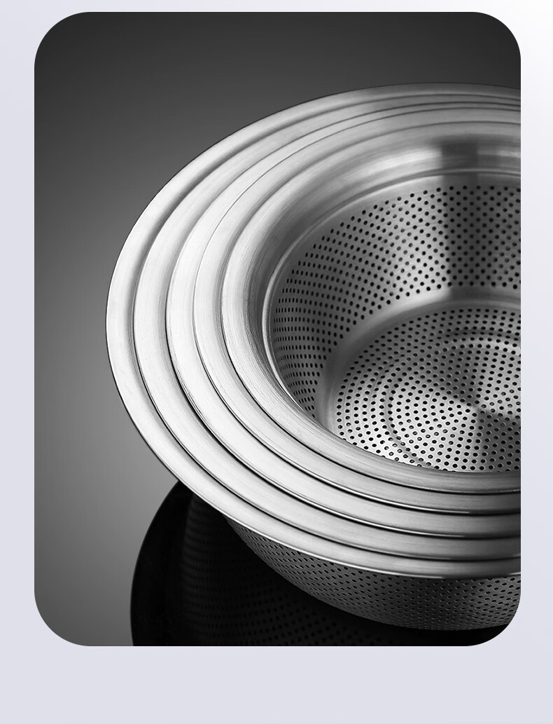 Newair Stainless Steel Bowl Set of Five: Seasoning Bowl, Rice Washing Bowl, Vegetable Cleaning Bowl, Dough Mixing Bowl, Draining Basket, Salad Bowl, Rice Sieve, Seasoning Bowl Set 11