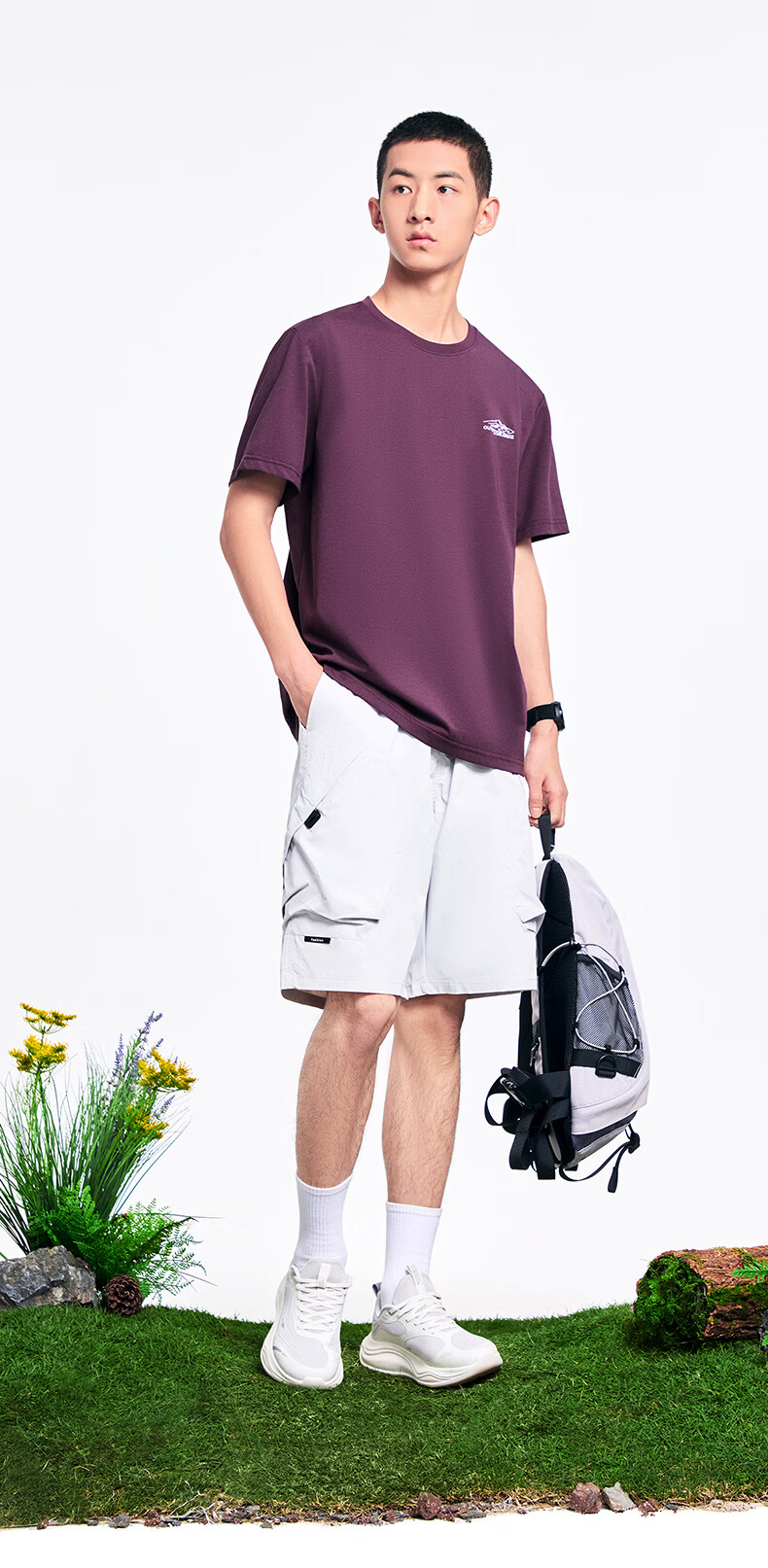 Erke Antibacterial Men's Sports Short Sleeve T-Shirt Summer New Solid Color Crew Neck Running Casual Base Layer Tee 19