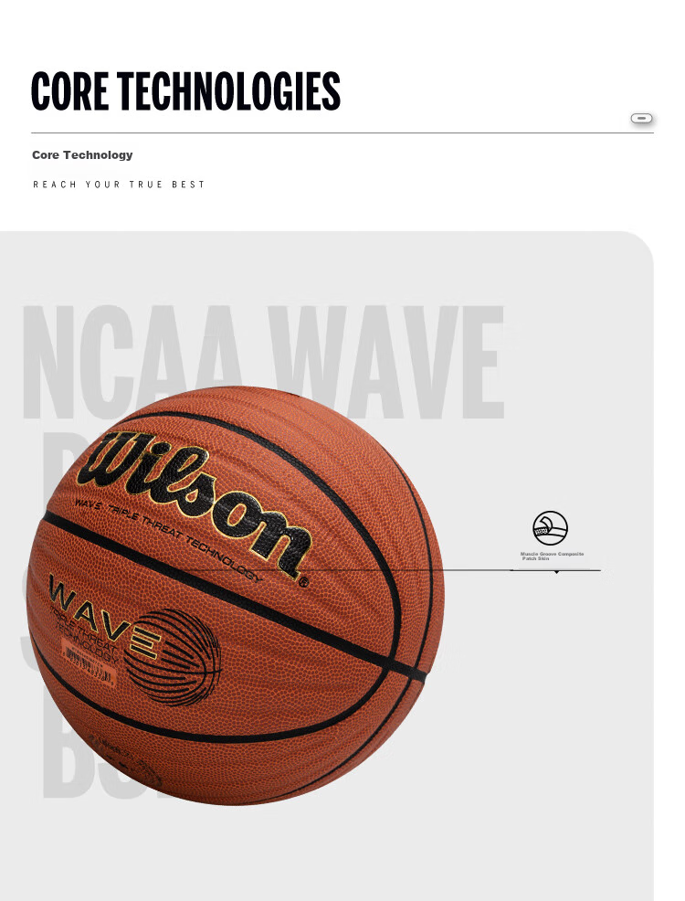 Wilson Wave League Official Game Ball, Wave Technology Control PU, Adult Indoor And Outdoor Universal Size 7 Basketball 3