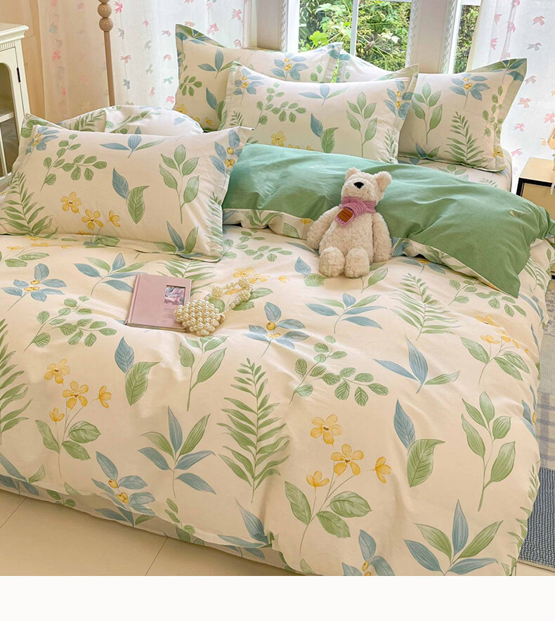 Hongdou 100% Pure Cotton Duvet Cover, Single Piece, for Student Dormitory, Cotton Quilt Cover, Single Person Full Cotton Duvet Cover, 160*210cm, Heartbeat Style 4