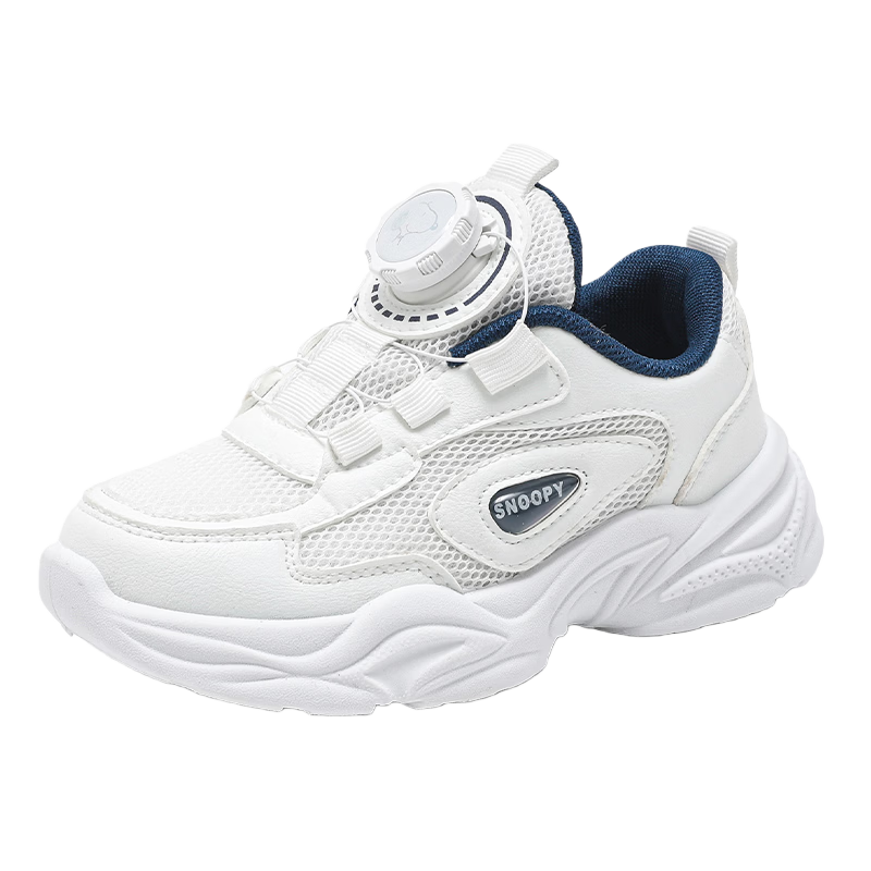 SNOOPY Kids Soft Sole Casual Shoes Boys Versatile Dad Sneakers Girls Lightweight Sports Shoes 0003 White/Blue Size 28