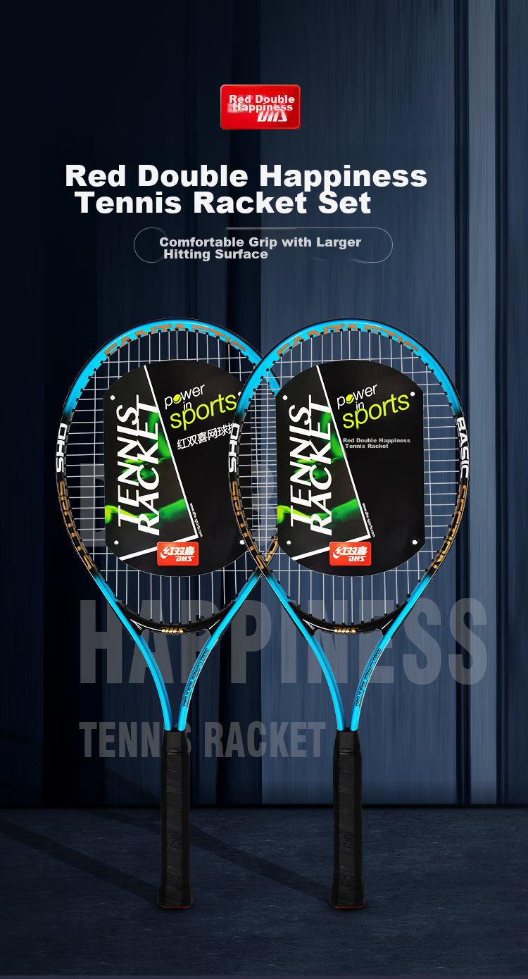 DHS Tennis Racket, Aluminum Alloy Pair, for Men And Women Training, ES2900 Blue Pair 2