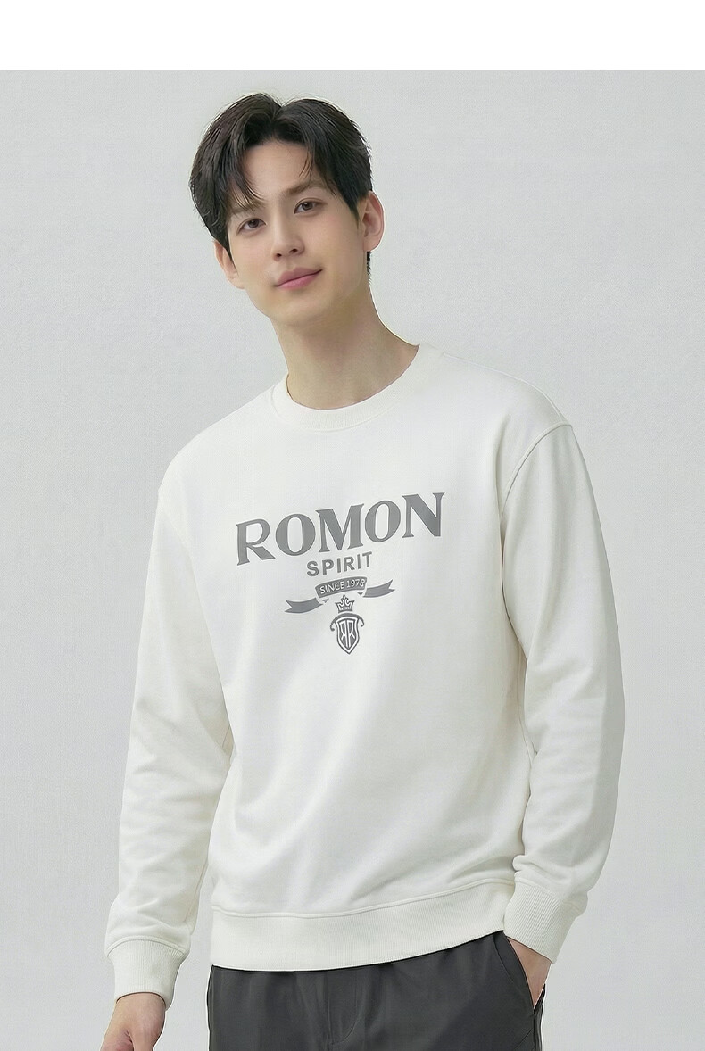 ROMON Men's Sweatshirt, Long-Sleeve Round Neck, Spring And Autumn Season, Zodiac Year Red Base Layer, Casual Wear, Pullover Loose T-Shirt Top 6