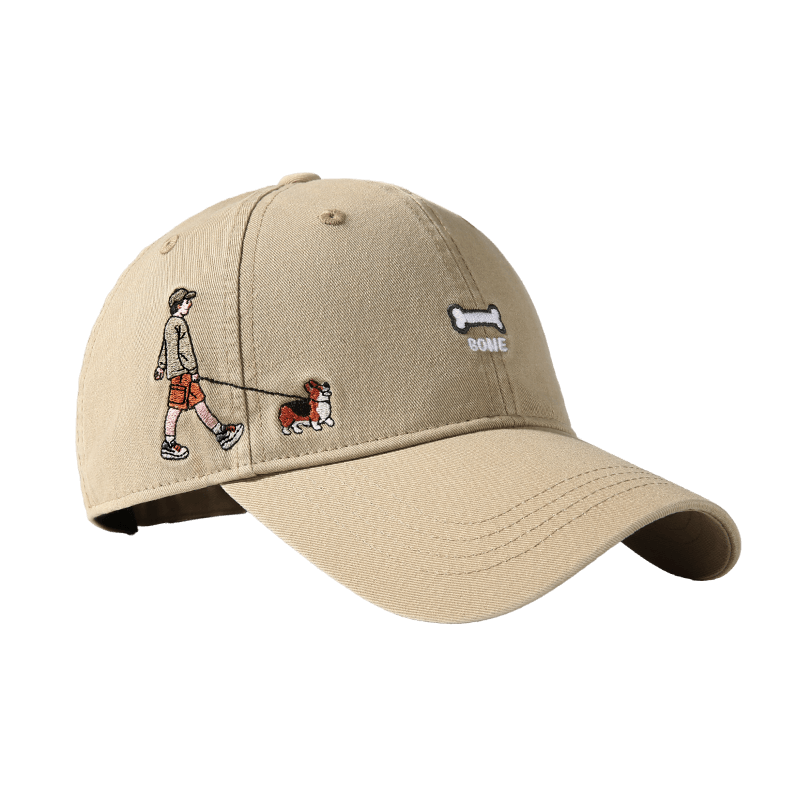 CACUSS Women's Spring New Embroidered Duckbill Cap College Style Casual Slim Face Baseball Cap for Men in Khaki Wool