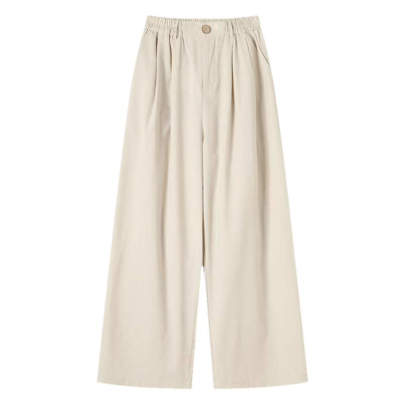 TonLion 2026 Spring Elastic Waist Women's Casual Long Pants Off-White S