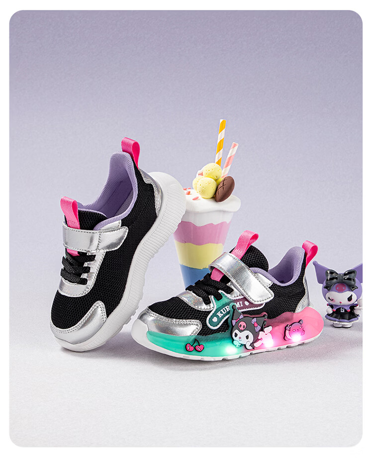 Hello Kitty Kids Girls Sports Shoes Melody Children's Light-Up Running Shoes Lightweight Sneakers 6601 Mauve Pink Size 28 19