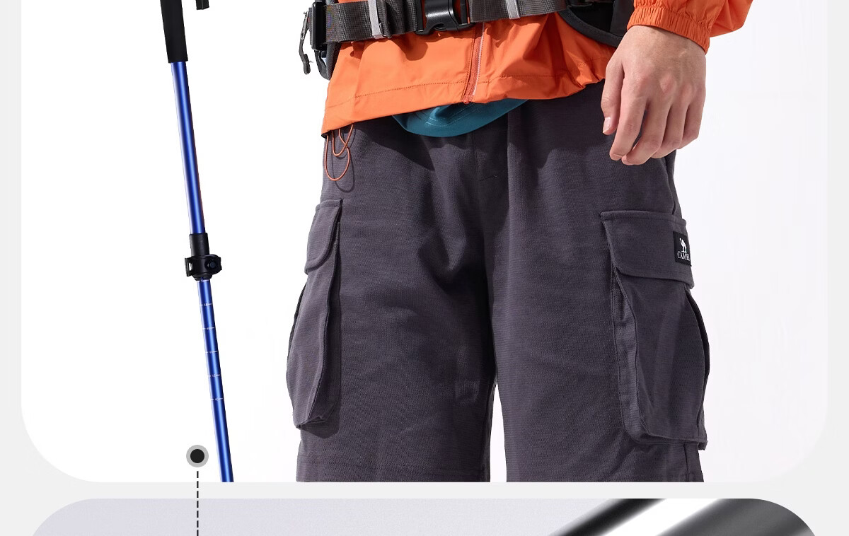 CAMEL Professional Outdoor Mountaineering Hiking 7-Series Aluminum Alloy Telescopic Trekking Pole Walking Stick 136BH04017 Black 4