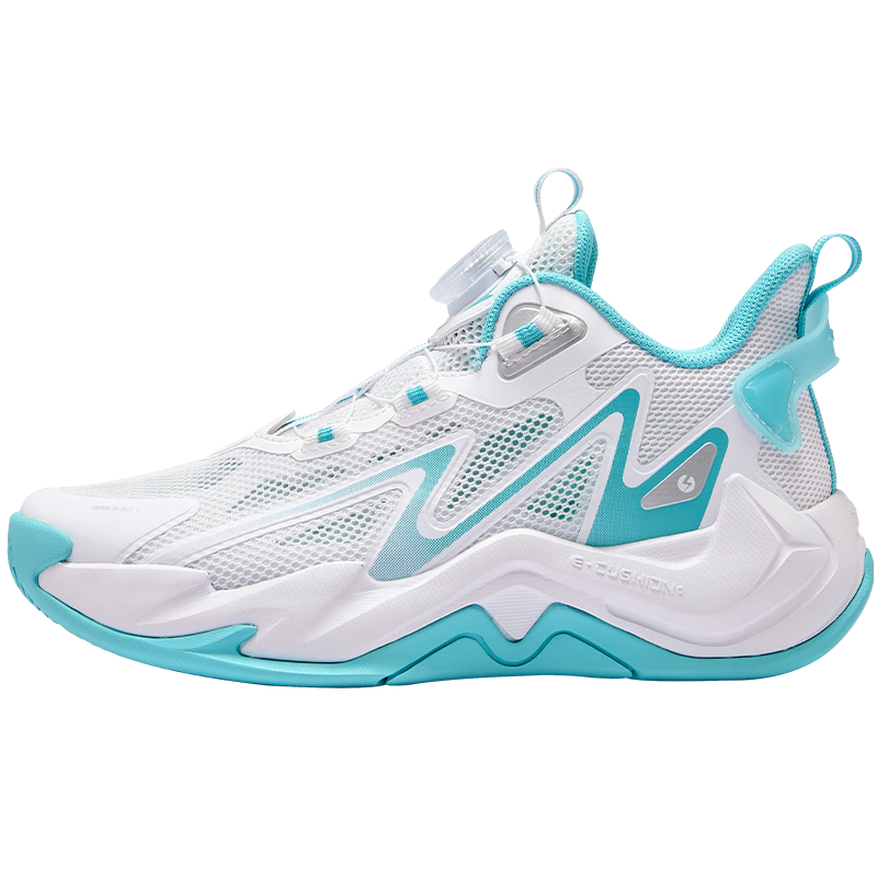 ERKE Kids Boys Basketball Shoes Children's Breathable Mesh Durable Sneakers White/Navy Blue Size 36