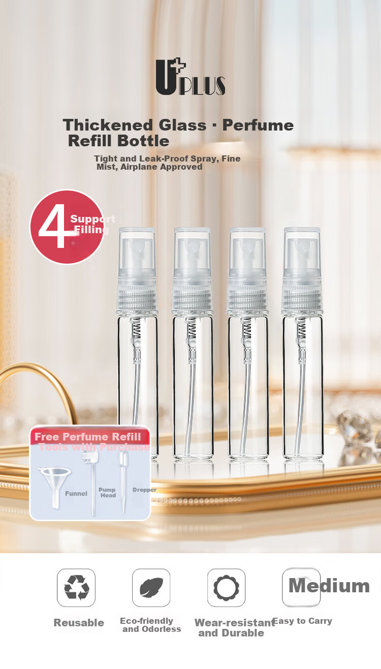 UPLUS Glass Perfume Refill Bottles 5ml*4 Portable Spray Mini Travel Empty Bottles 1