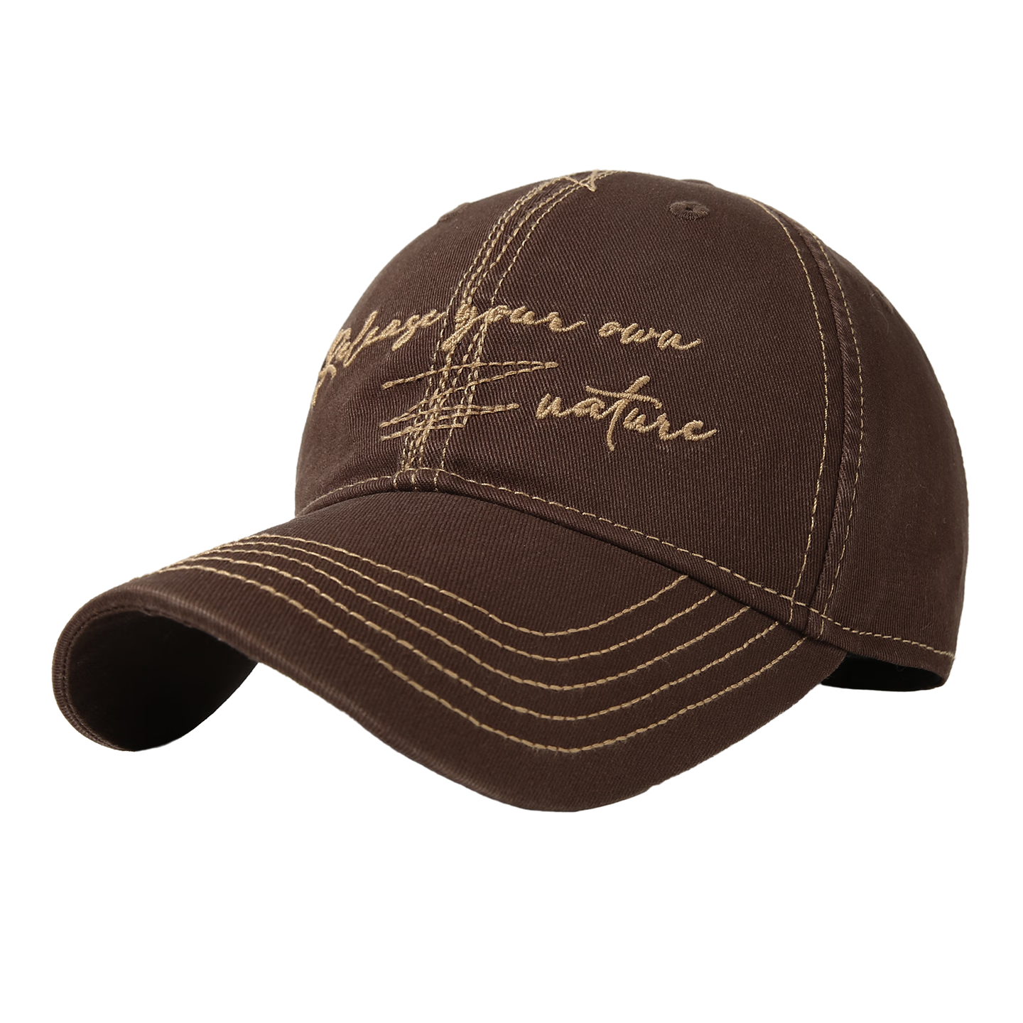 CACUSS Women's Baseball Cap Four-Season Casual Soft Top Duckbill Hat Men's Outdoor Versatile Sunshade Embroidered Hazelnut Brown