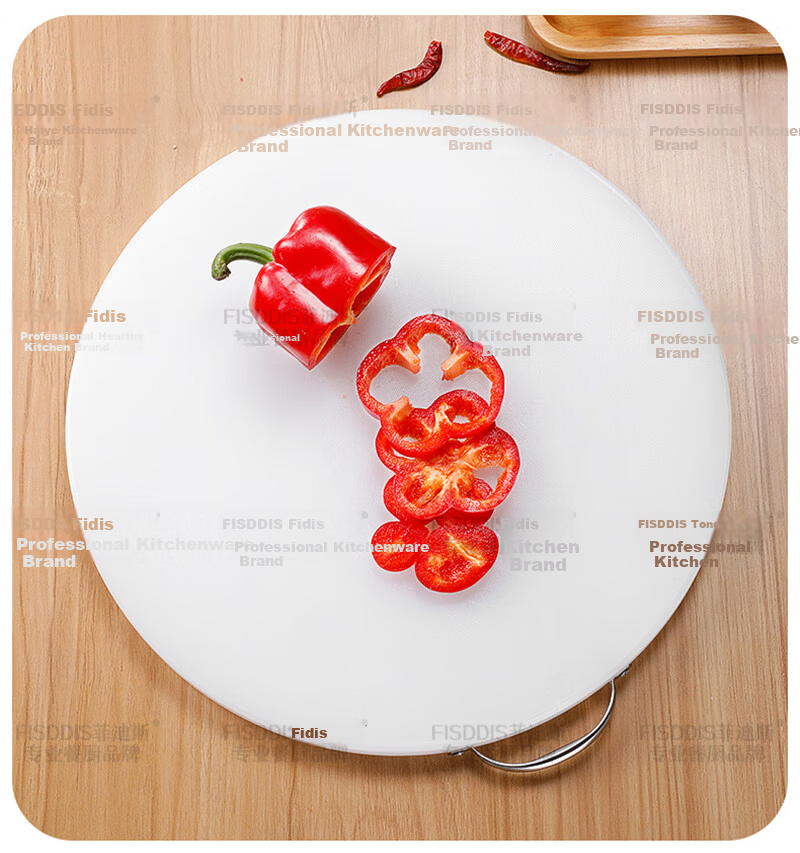 FISDDIS Round Extra Thick PE Cutting Board 40x5cm Meat and Vegetable Chopping Board Food Grade Antibacterial Mold Resistant Bone Chopping Block 25