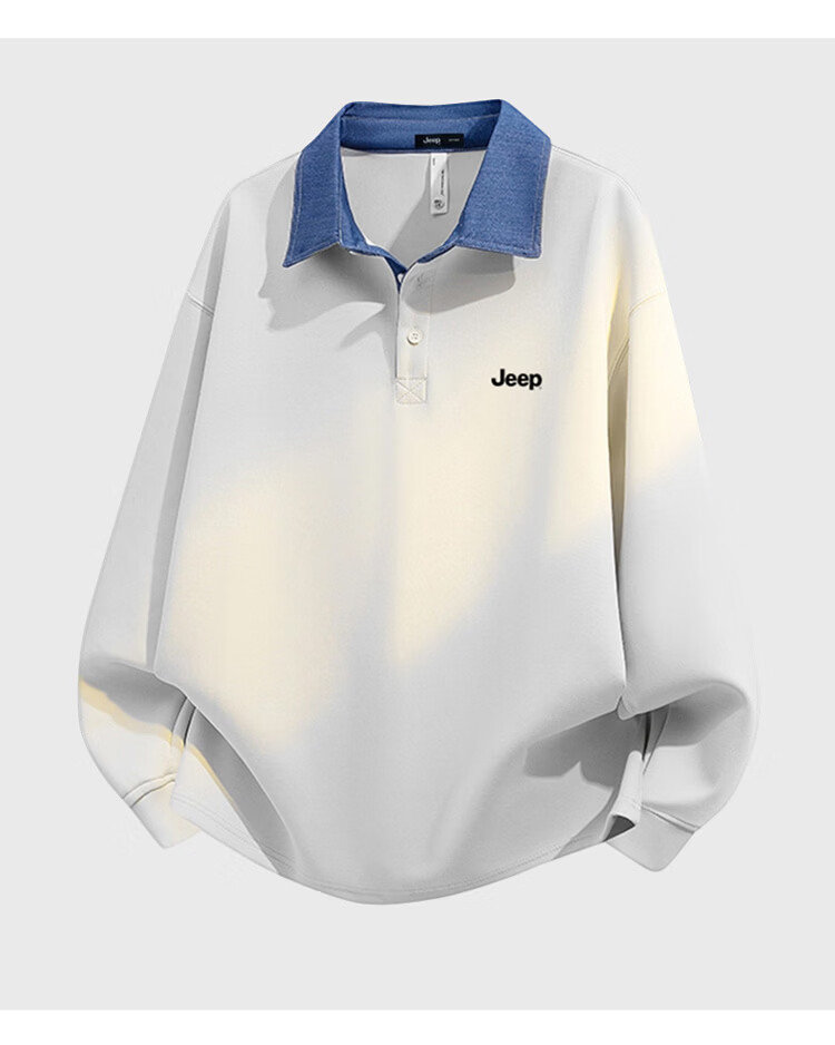 JEEP Men's Sweatshirt Long Sleeve T-Shirt Spring Autumn Heavyweight Loose Base Shirt Black 2XL 5