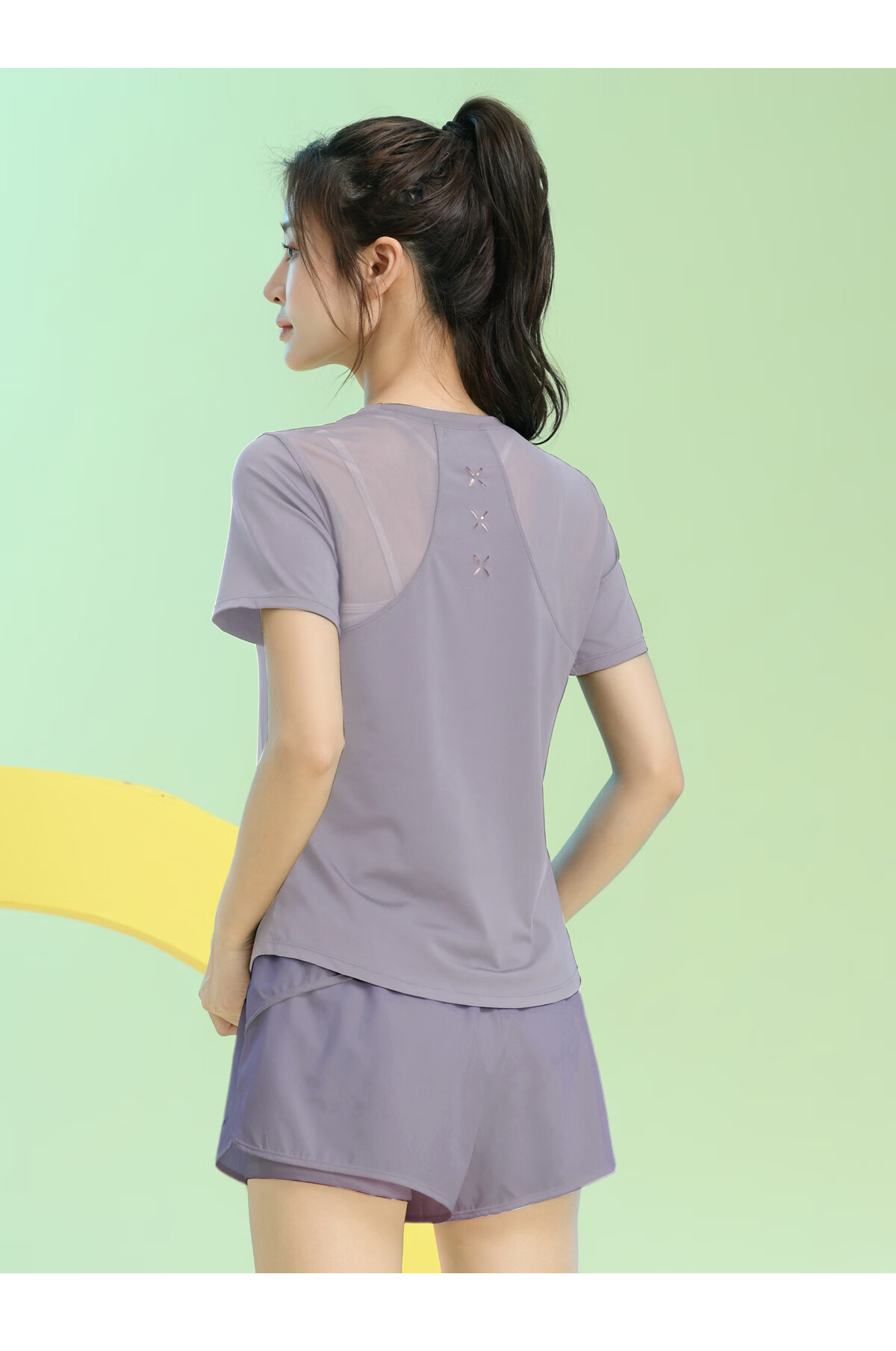 Baisirong Women's Professional Outdoor Morning Running Short Sleeve Quick-Dry Fitness Running Sports Set Loose High Elasticity Yoga Wear 14