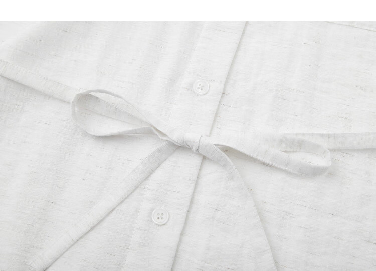 Demana [Linen-Viscose Blend] Spring Smart Casual Polo Collar A-Line Waist Cinched Petite Shirt Dress 14