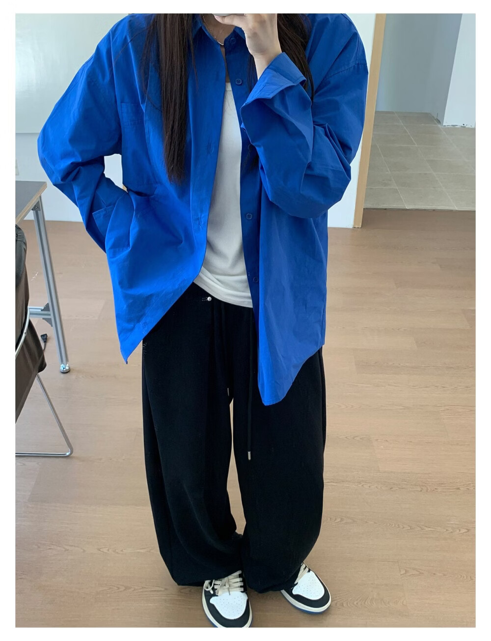 ICH MODE "Chic Subtlety" Fashion Design Relaxed Fit Long Sleeve Shirt Thin Jacket Women White S 9