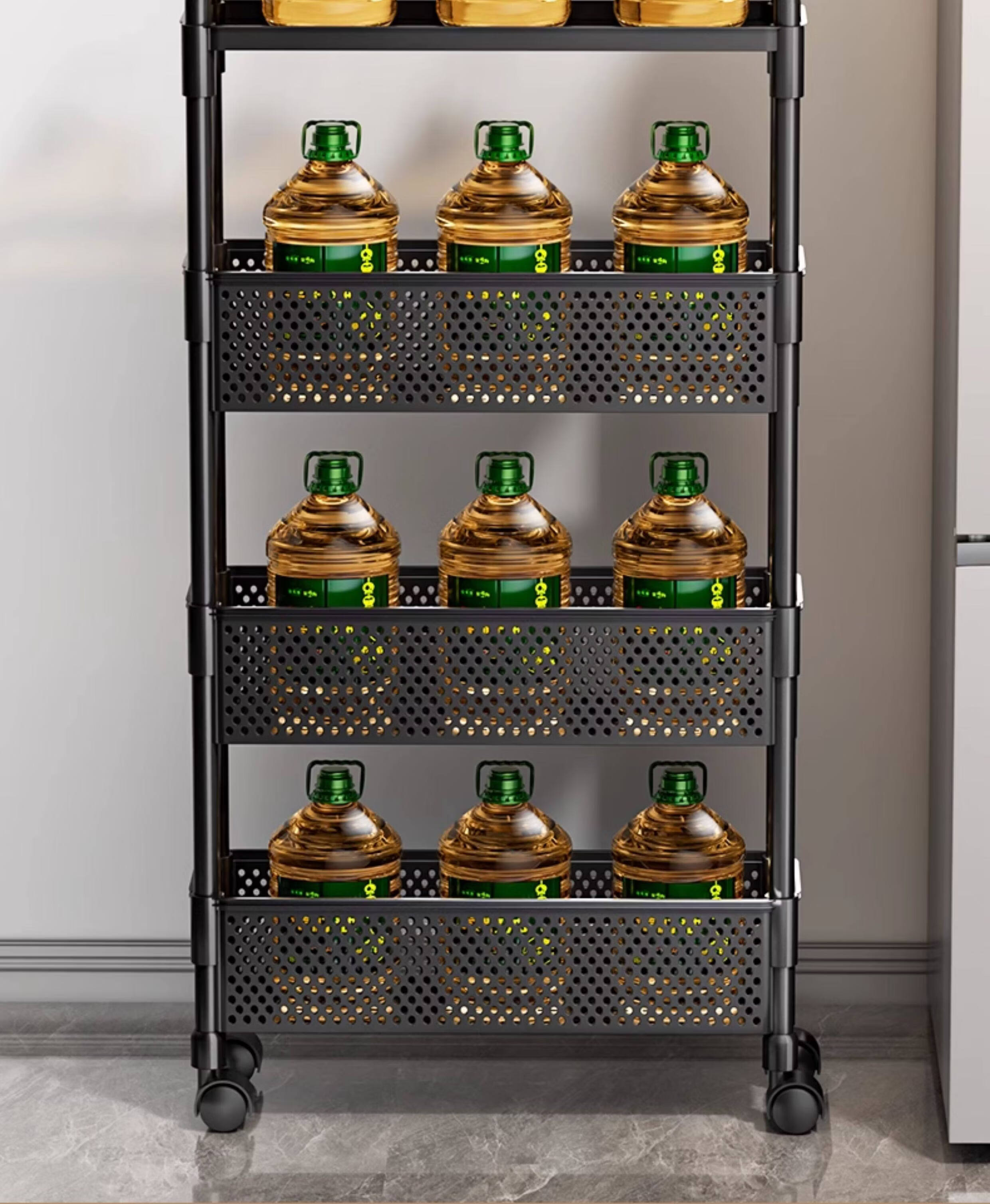 Shunyou Kitchen Narrow Gap Cart Refrigerator Side Ultra-Narrow Gap Storage Rack Floor-Mounted with Wheels SY-1388 1