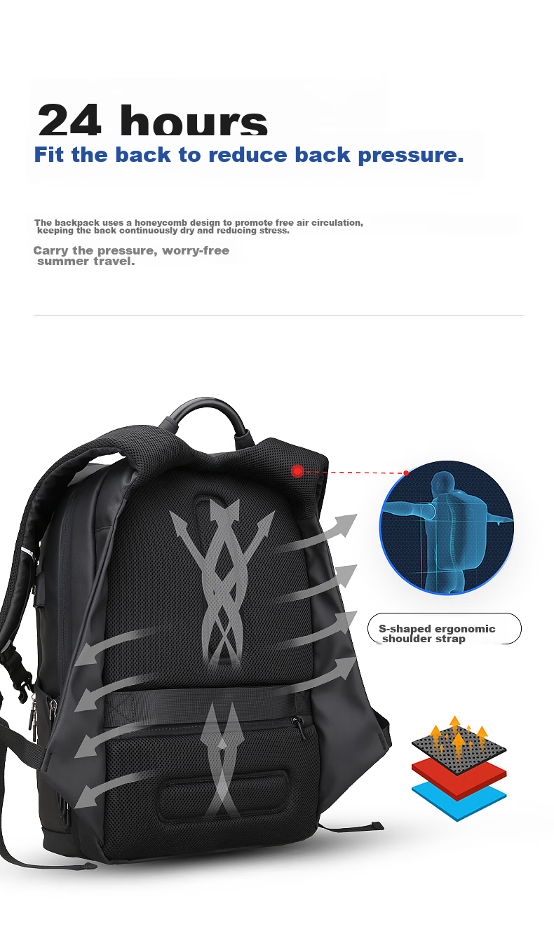 MARK RYDEN Large Capacity Backpack for Men, Laptop Bag, Business Travel Bag, MR7080 Cool Black Enlarged Versio 11