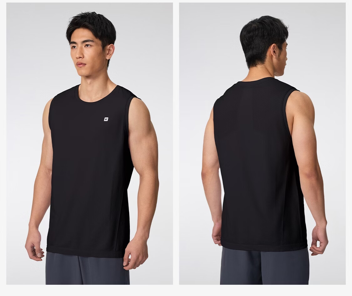 Keep New Men's Moisture-Wicking Quick-Dry Seamless Shoulder Sports Vest High Elastic Breathable Fitness Running Top 0598 20