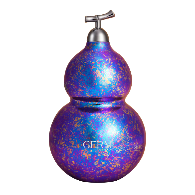 Germ Pure Titanium Gourd Insulated Bottle Unisex Gourd Water Bottle Titanium Cup Portable Straw Water Cup Holiday Gift 380ML Purple