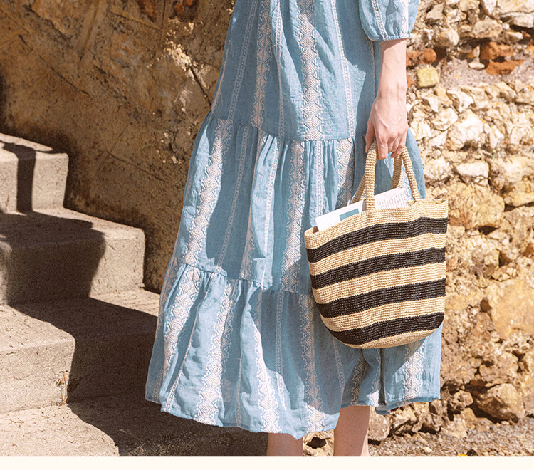 AtlanticBeach New French Style Seaside Vacation Dress Women Autumn Loose V-Neck Embroidered Mid-Length Cover-Up Sun Protection Wrap Dress 12