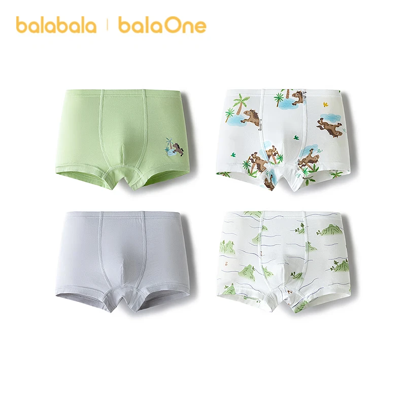 Balabala Boys' Kids' Boxer Briefs 4-Pack Antibacterial Soft Comfortable Children's Underwear