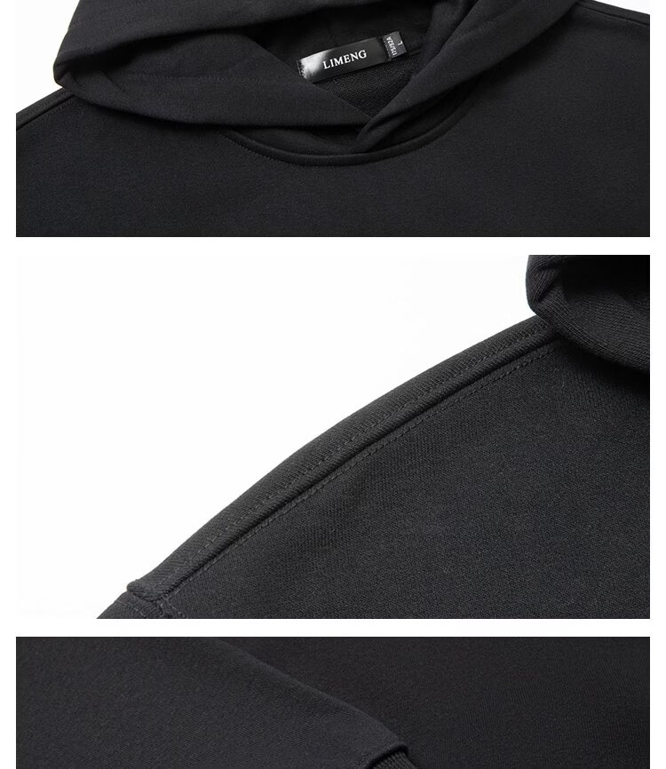 LIMENG Casual Men's Wide-Leg Sports Straight Pants 430g Thickened Sweatpants Unisex Long Pants Black XL 8