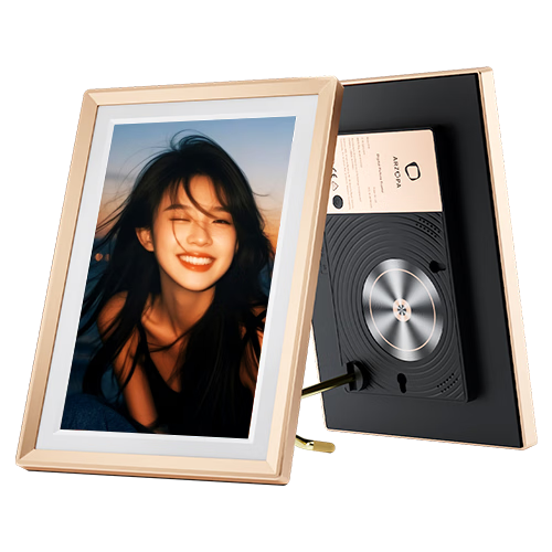 ARZOPA D10 10.1-inch Cloud Drawing Screen HD Digital Photo Frame Display Touchscreen Photo Video Player Desktop and Wall Mount Champagne Gold Holiday Gift