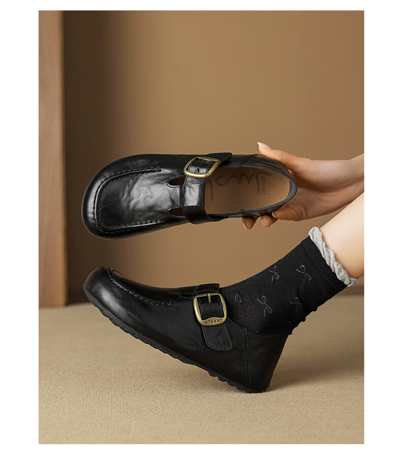 St&Sat Genuine Leather Loafers for Women, 2026 New Summer Style, Full-Coverage Retro Versatile Slip-On Soft-Soled Comfortable Commuter Birkenstock Shoes 16