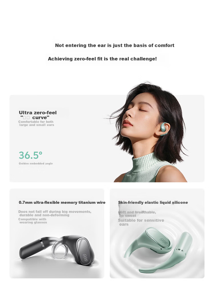 QCY Crossky R50 Open-Ear Bone Conduction True Wireless In-Ear Bluetooth Headphones Silver 2