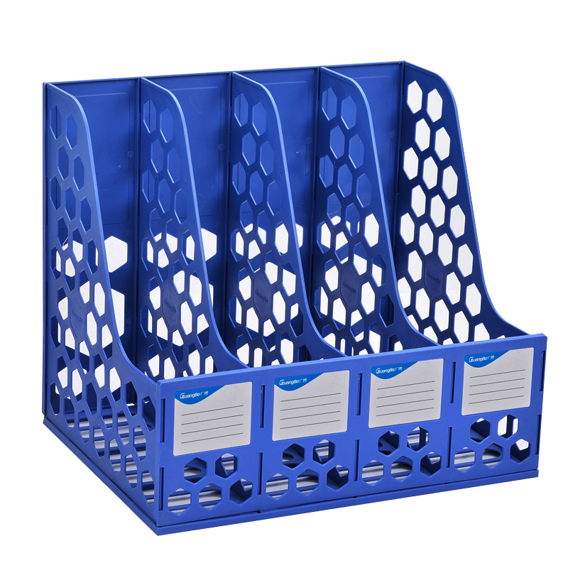 GuangBo Upgraded Stable 4-Unit Desktop File Organizer, Bookshelf, Document Storage Box, File Basket, File Rack, Storage Shelf, Office Supplies, Blue Single Pack WJK9399A