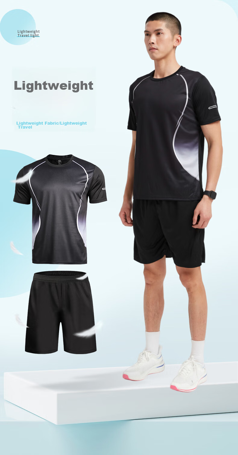 BURUITE Ice Silk Sports Set for Men, Badminton Outfit, Fitness Quick-Dry Summer Table Tennis T-Shirt, Tennis Clothes, Running Jersey 3