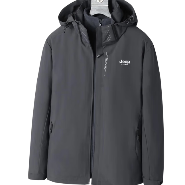 JEEP SPIRIT Men's Windbreaker Jacket, Spring And Autumn Outerwear, Casual Sports Waterproof Outdoor Couple's Clothing, Navy Blue, 5XL