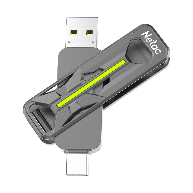 Netac 512GB Type-C & USB 3.2 Gen1 Mobile USB Drive US23 150MB/s Read Speed Metal Stand Dual Interface Compatible with Huawei Apple Phones and Computers