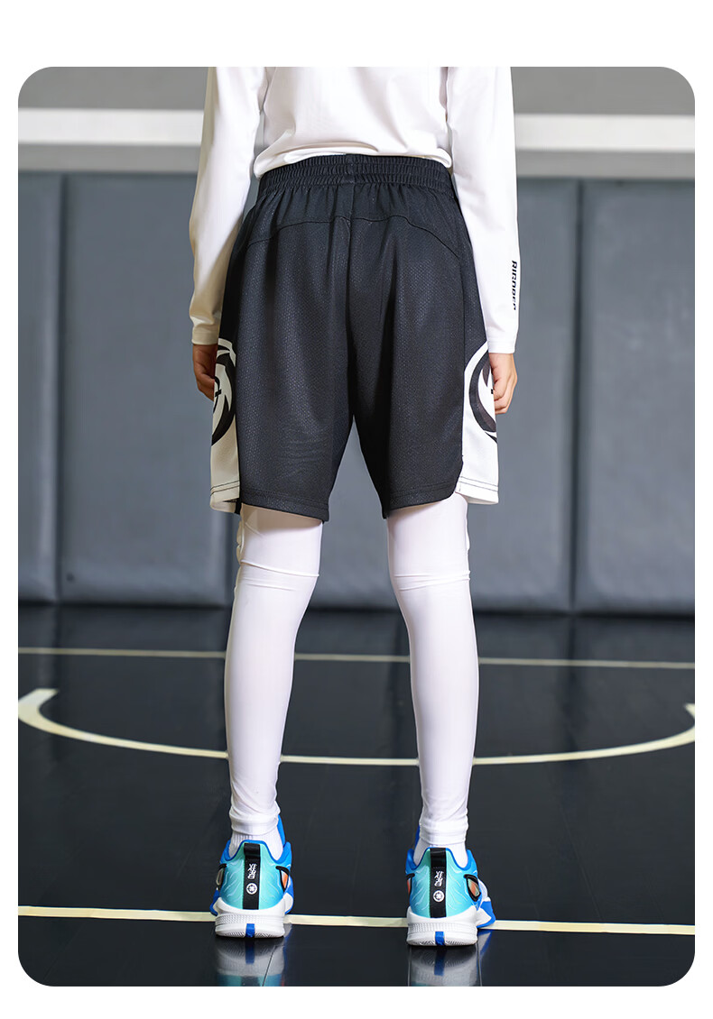 Zhunzhe Kids Impact-Resistant Basketball Training High-Elastic Breathable Knee Pads Compression Nine-Point Fitness Pants 15