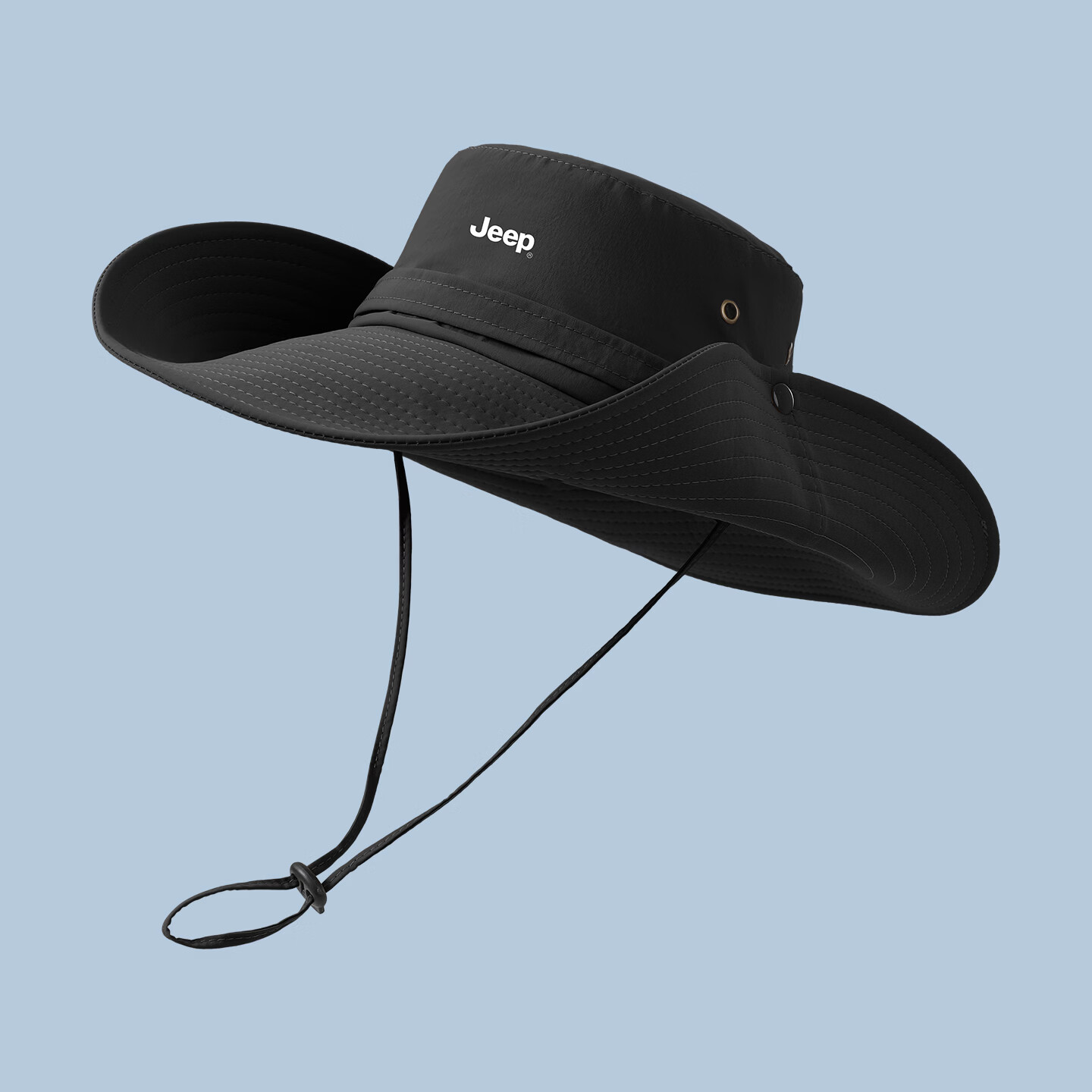 JEEP Men's Outdoor Sun Protection Hat Hiking Fishing Sunshade Wide Brim Hat Black