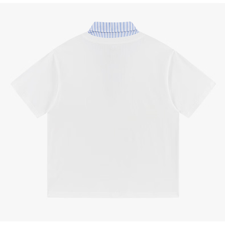 Charles Peach Heart Summer Premium Striped Collar Small Heart Couple Casual Short Sleeve Polo Shirt Navy Blue L 7