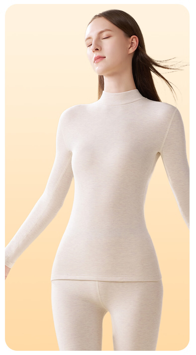 Miiow Women's Cashmere Silk Thermal Underwear Set 2025 Autumn Winter New High Neck Top and Bottom Warm Suit 9